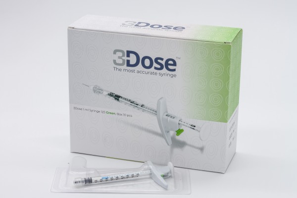 3Dose 1.0 ml syringe, 125 Green, 10pcs.