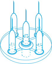 Multi-Injectors, Circular, 5-needle connections, 30G/0.30x6mm, 36pcs.