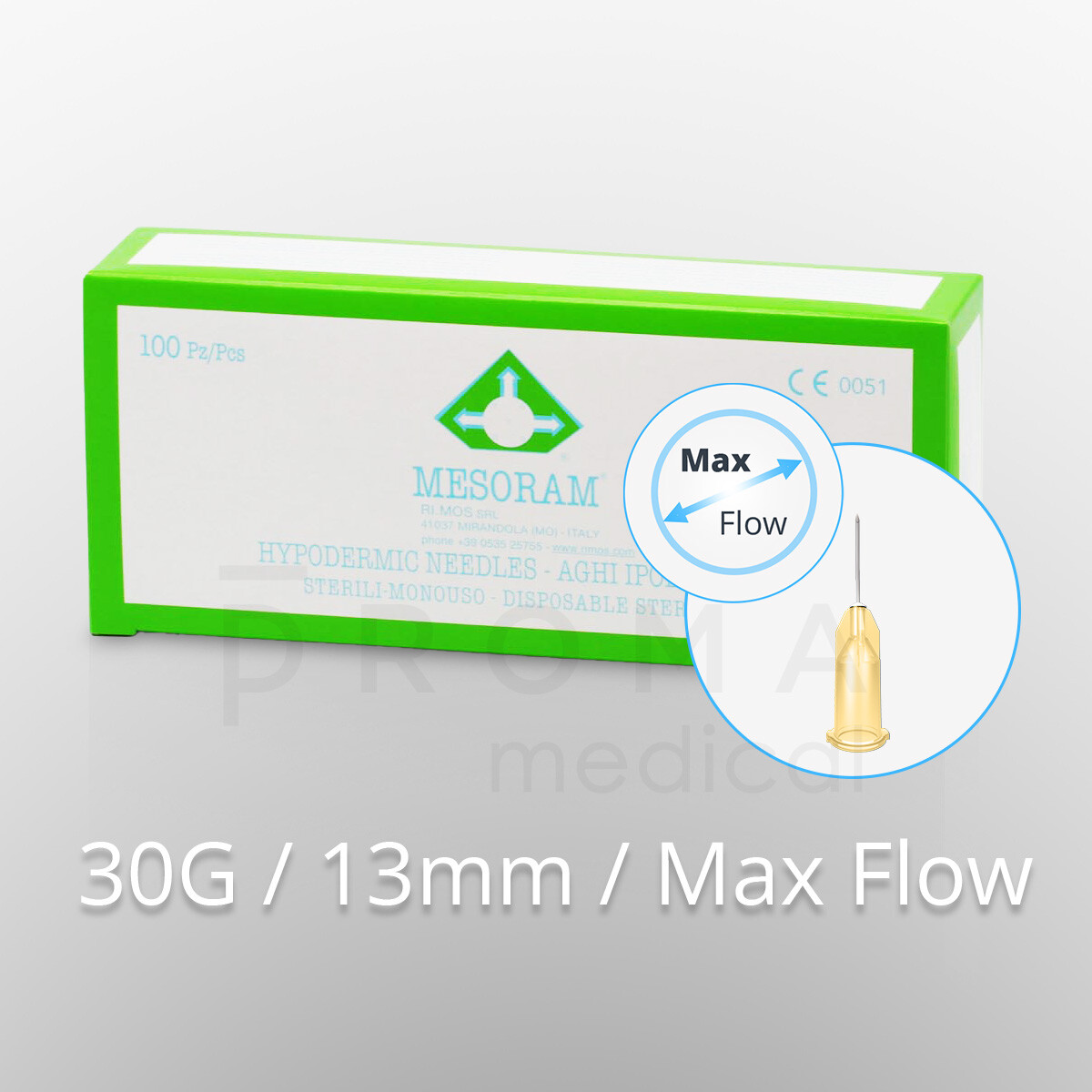 Mesoram micro-injection needles, 30G / 13mm / larger...