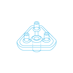 Mesoram multi injector plates without needles, circular, 3-fold, 50 pcs.