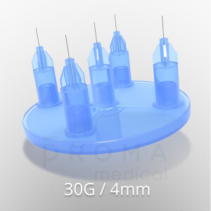 Mesoram multi injector plates with micro-injection needles, circular, 5-fold, 30G / 4mm, 36pcs.