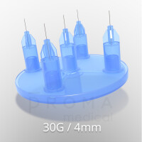Mesoram multi injector plates with micro-injection needles, circular, 5-fold, 30G / 4mm, 36pcs.
