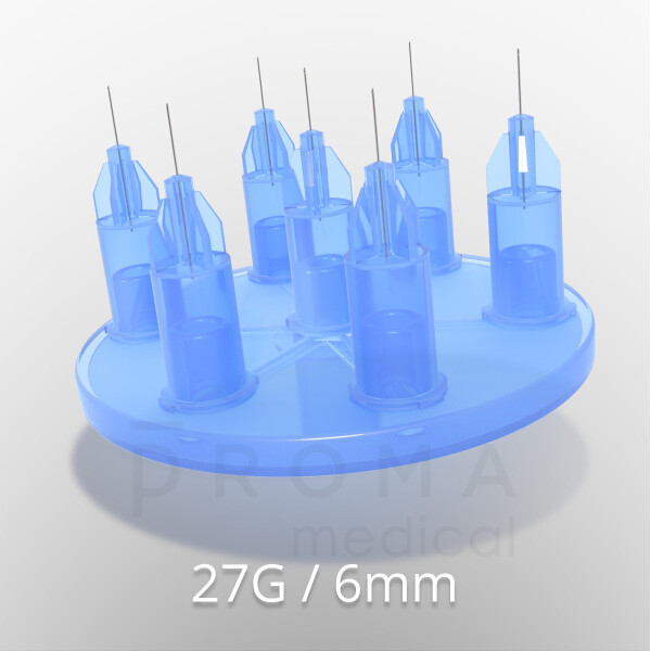 Mesoram multi injector plates with micro-injection needles, circular, 7-fold, 27G / 6mm, 36pcs.