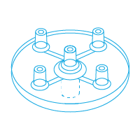 Mesoram multi injector plates without needles, circular, 5-fold, 50pcs.