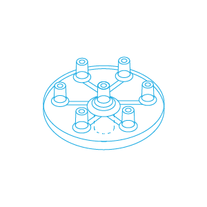 Mesoram multi injector plates without needles, circular, 7-fold, 50 pcs.