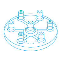 Mesoram multi injector plates without needles, circular, 7-fold, 50 pcs.