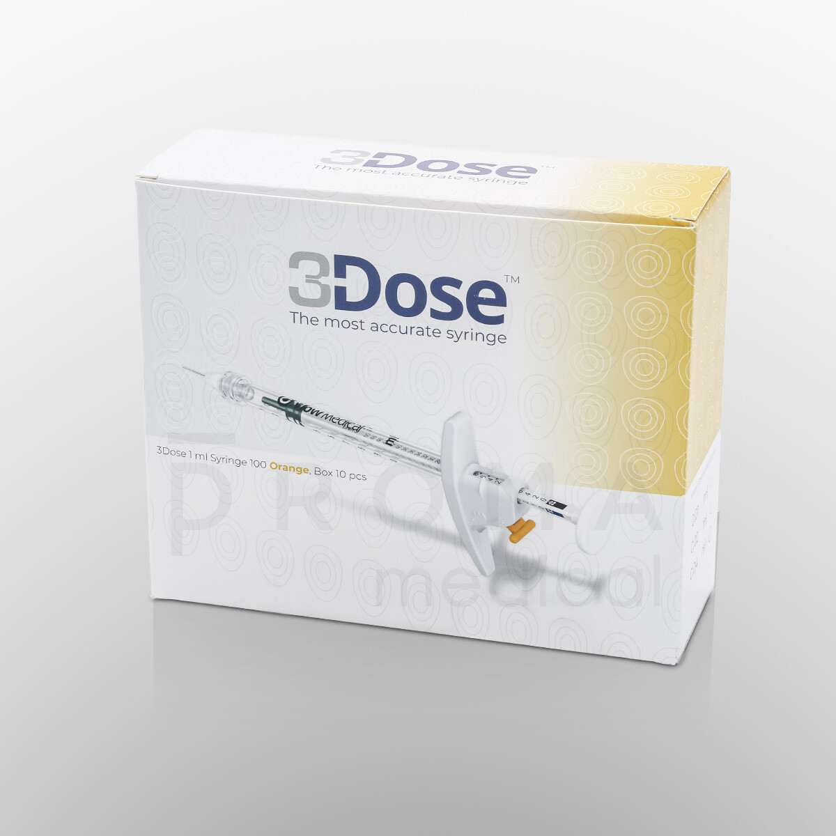 3Dose fine dosage syringe, 100 Orange, 1ml, 10 pcs.