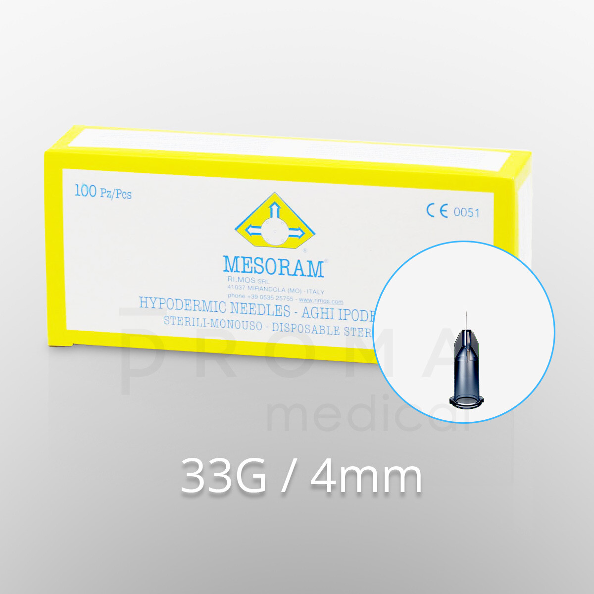 Mesoram micro-injection needles, Needles 33G / 4mm, 100pcs.