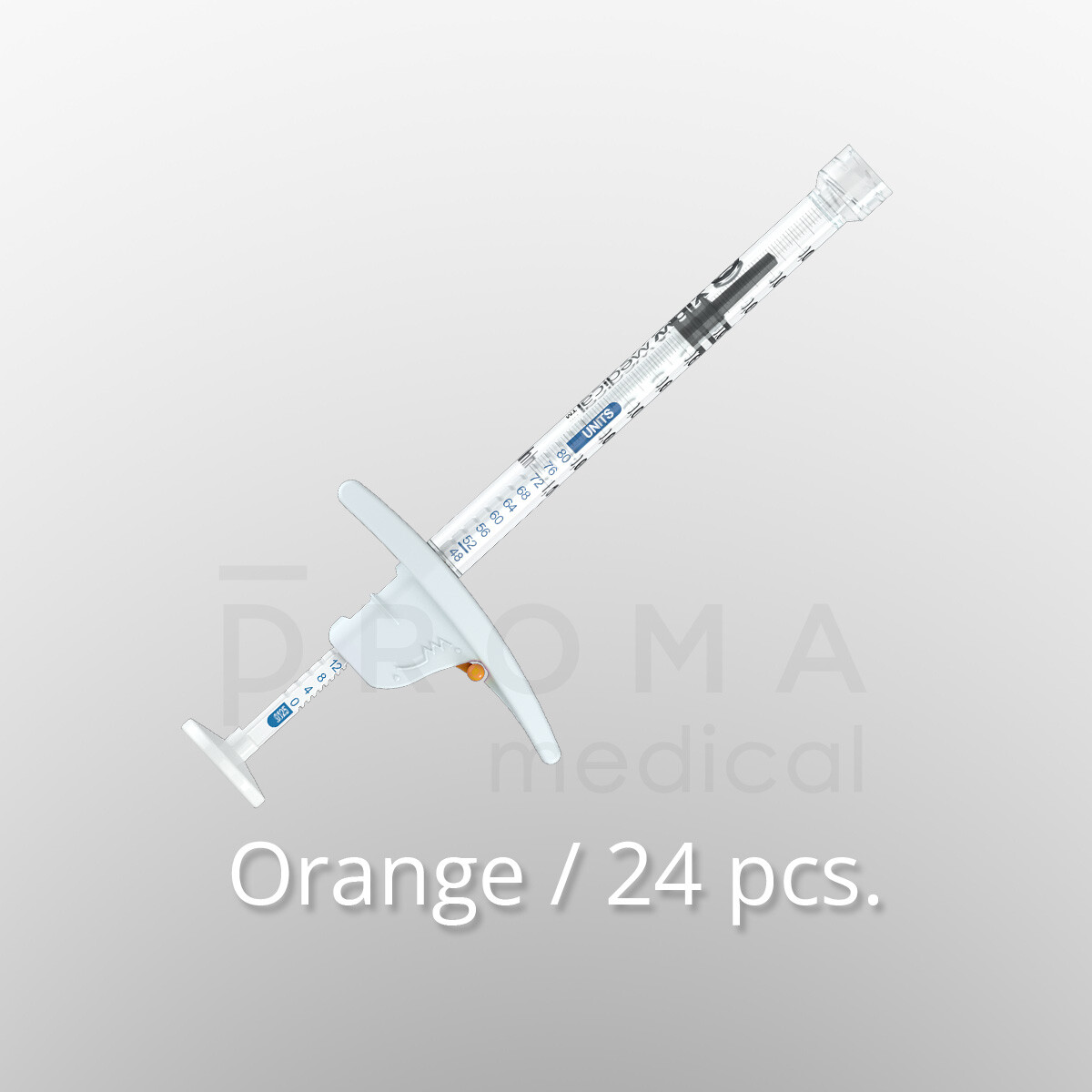 3Dose fine dosage syringe, 100 Orange, 1ml, 24 pcs.