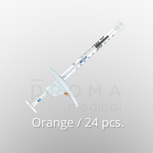 3Dose fine dosage syringe, 100 Orange, 1ml, 24 pcs.