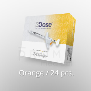 3Dose fine dosage syringe, 100 Orange, 1ml, 24 pcs.