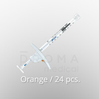 3Dose fine dosage syringe, 100 Orange, 1ml, 24 pcs.